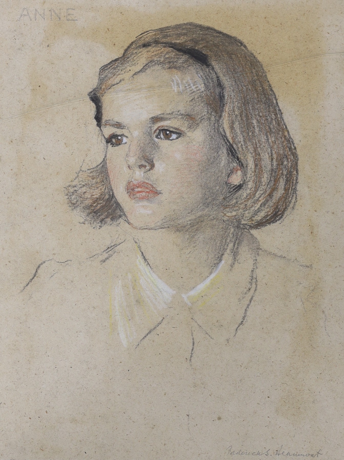 Frederick Samuel Beaumont (1833-1899), pastel sketches two portrait studies, ‘Anne’, and another, both signed, largest 60 x 44cm